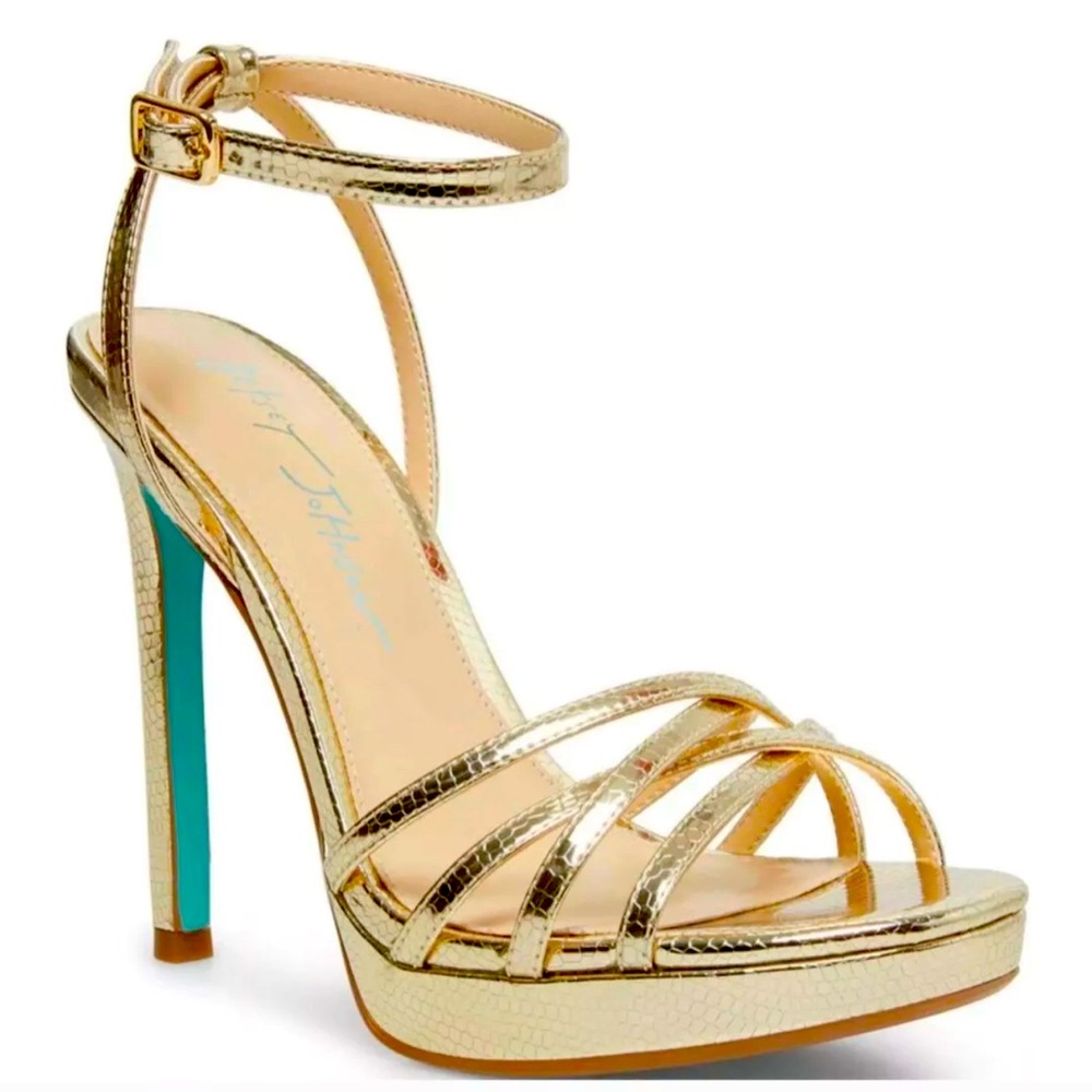 Betsey Johnson Strap Gold Heel Sandal (9.5W)